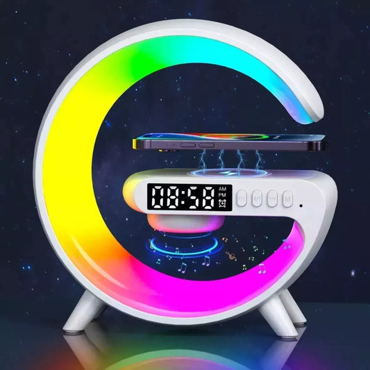 LÁMPARA RGB CON CARGADOR INALÁMBRICO Y ALTAVOZ